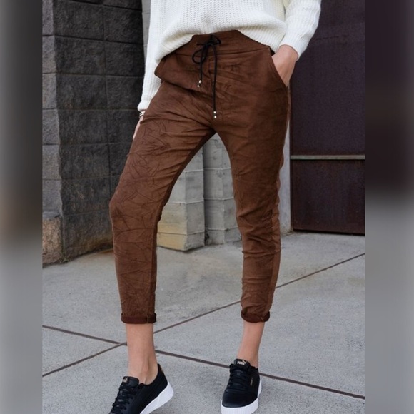 Pants & Jumpsuits Suede Lightweight Crinkle Jogger Style Bottoms